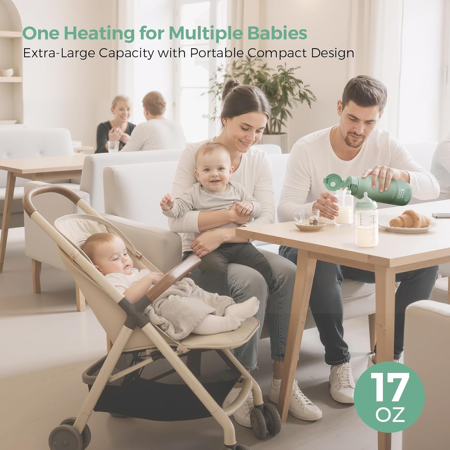 Rechargeable Portable Bottle Warmer – Fast Warm Breast Milk & Water, 17oz All‑Day Capacity