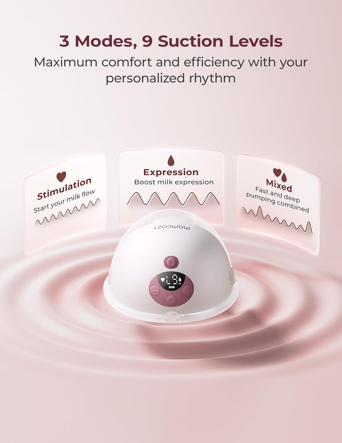 M5 Smart APP Controlled Wearable Breast Pump – Hands-Free Wireless Electric Pump, 3 Modes 9 Suction Levels, 24mm Flange, 2-Pack